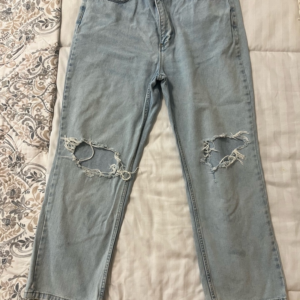 Wrangler Blue Ankle Cropped Distressed Jeans